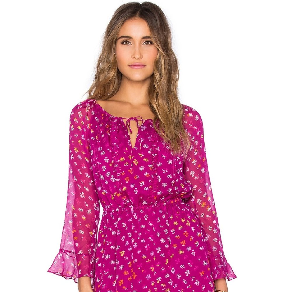 Diane von Furstenberg pink silk chiffon Simonia dress